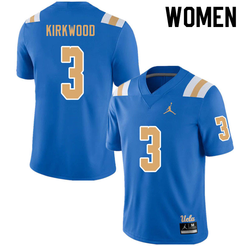 Jordan Brand Women #3 Devin Kirkwood UCLA Bruins College Football Jerseys Sale-Blue - Click Image to Close